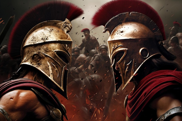 Spartan Warriors in Fierce Battle Epic Battlefield Photography