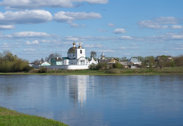 Спасоказанский монастырь в городе Остров Псковской области на левом берегу Великой реки