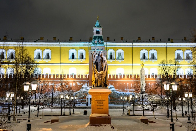 Spasskaya tower and winter Kremlin against the backdrop of street Christmas decorations