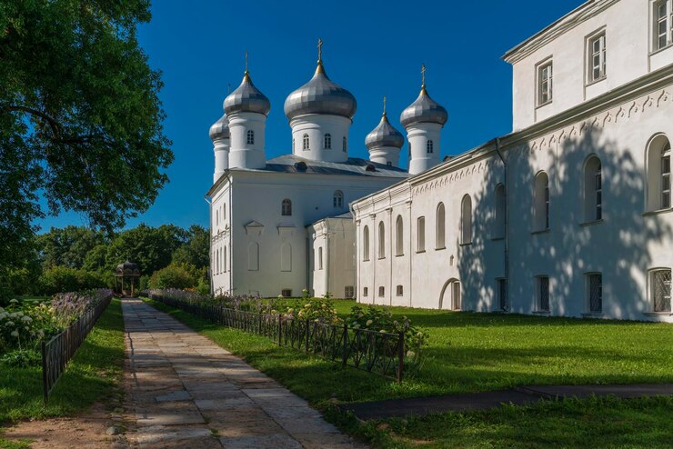 Spassky-kathedraal van St George Yuryev-klooster en kivoriy Veliky Novgorod Rusland