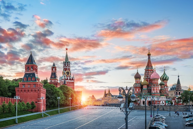 Spassky Tower and St. Basil's Cathedral  in Moscow