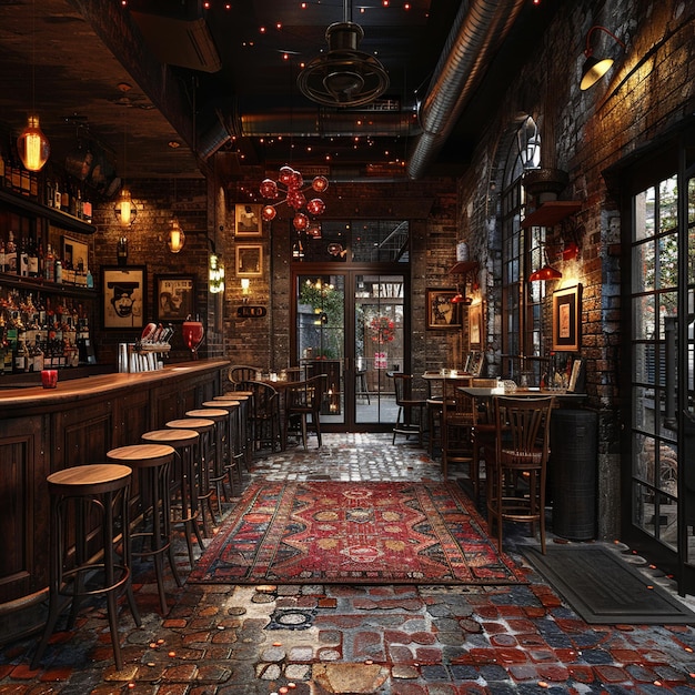 Foto speakeasy bar met verborgen ingangen en verboden cocktails.