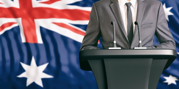 Speaker on Australia flag background 3d illustration