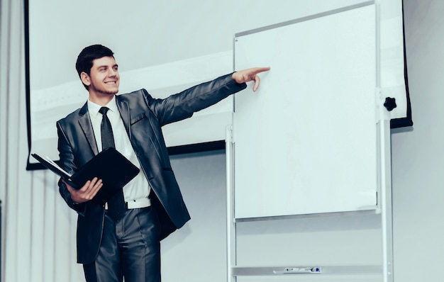 Speaker at Business Conference and Presentation It shows up on the stand for your ad text