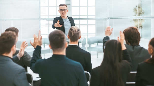 Speaker by asking questions during the seminar