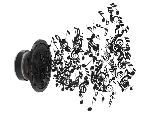 Photo speaker and music notes explosion