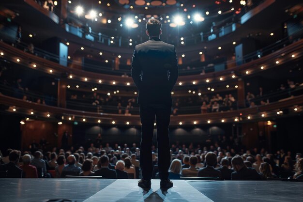 speaker speaking in front of the audience