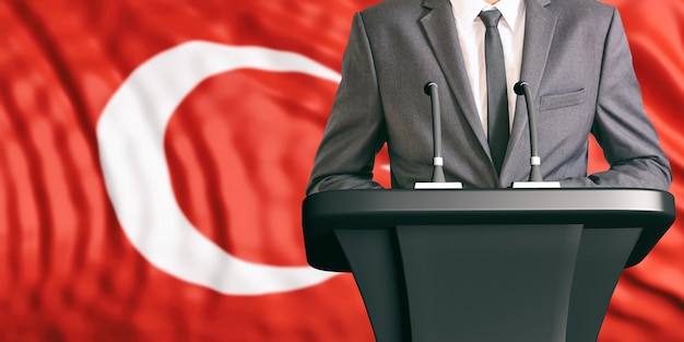 Speaker on Turkey flag background 3d illustration