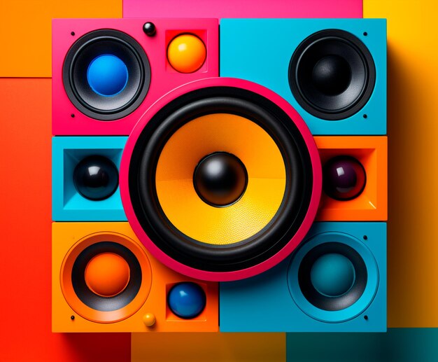 Premium AI Image | speakers with vibrant colors on colorful grunge ...