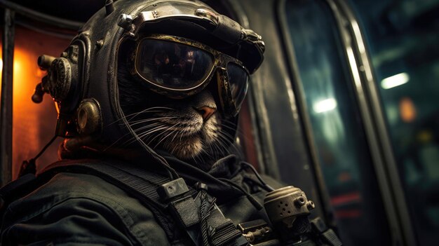 Spec Ops Cats Een gamekarakter met geavanceerde tactische uitrusting en een microfoon