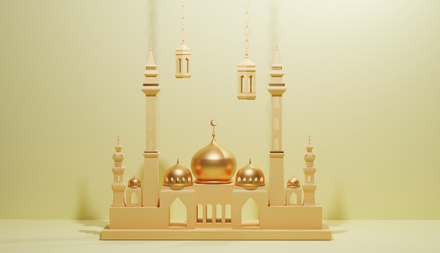 Speciaal 3D-illustratieontwerp voor Ramadan en Eid