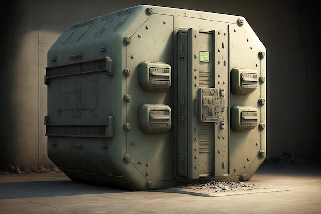 Speciaal ontworpen metalen container voor verlaten bunker