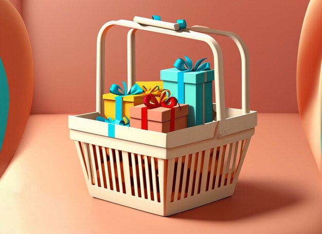 Special decorated basket with gifts for loved ones