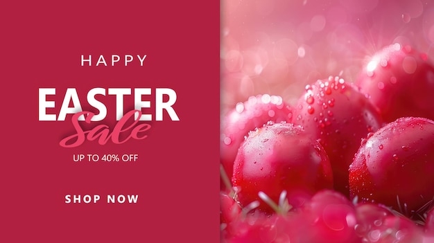 Photo special easter sale banner with easter eggs and red background