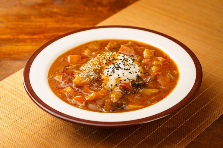 Photo 特別なファストフードカレーリブライスと材料
