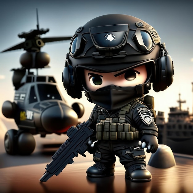 Special forces chibi character generative ai