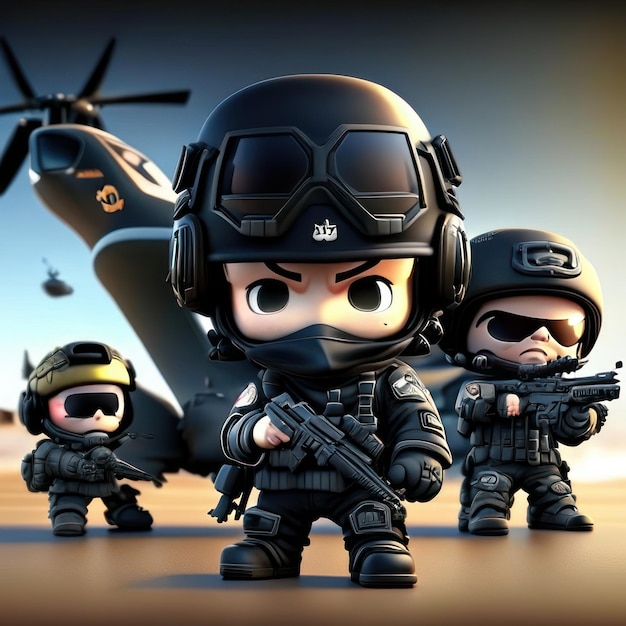 Special forces chibi character generative ai