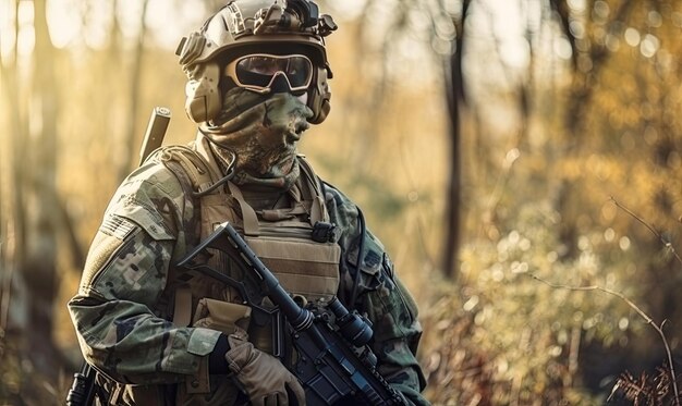 Special Forces Military Unit in Full Tactical Gear Wartime generative AI