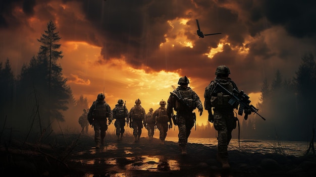 Special Forces soldaten gaan naar militaire operatie Generatieve AI