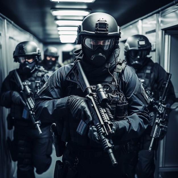 Photo special forces soldier police swat team member