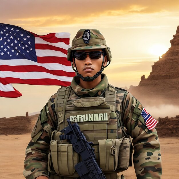 Special forces United States soldier or private military contractor US Flag