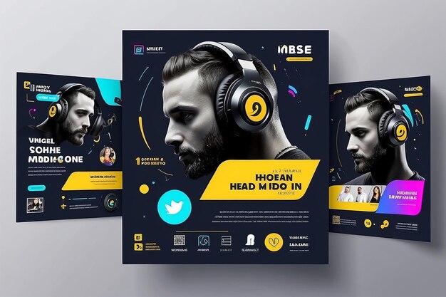 Foto speciale head phone social media post modello di progettazione