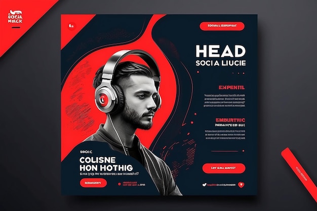 Special head phone social media post template design