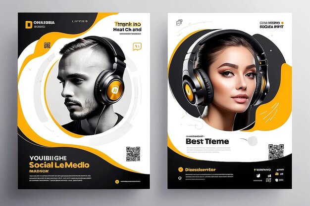 Special head phone social media post template design