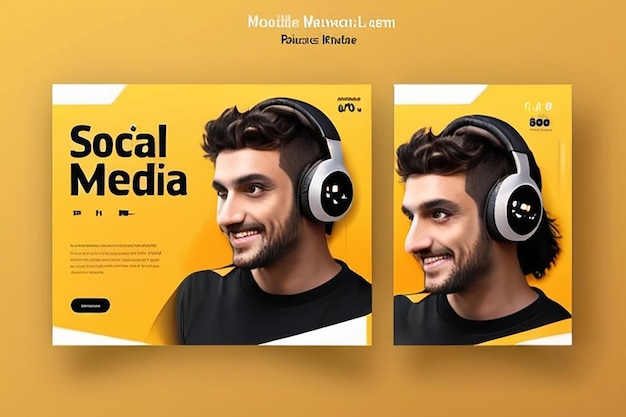 Photo special head phone social media post template design