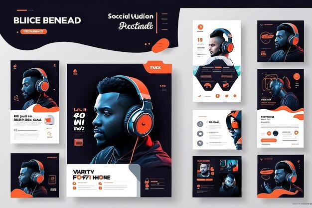 Special head phone social media post template design