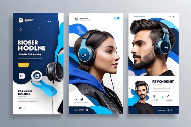 Special head phone social media post template design