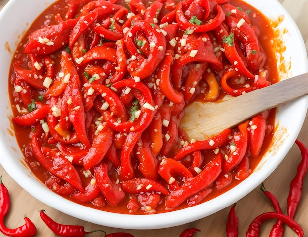 Foto una speciale salsa di peperoncino piccante creata da ai