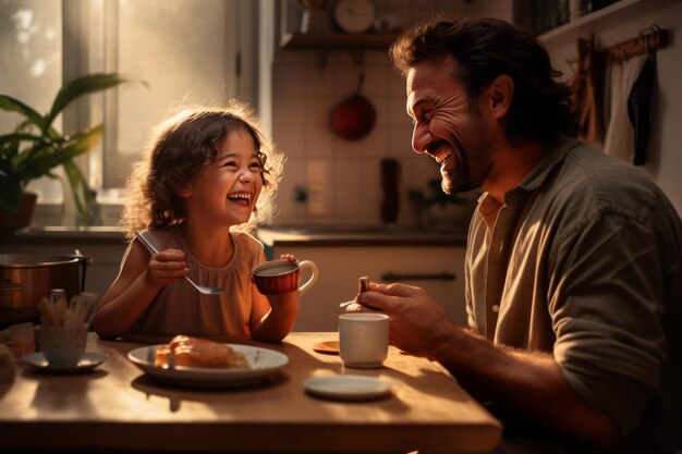 Special Morning Bond A Happy FatherDaughter Breakfast in the Kitchen