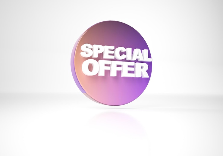 Photo special offer  3d text banner sales discount  3d render graphic color tag label isolated on white background
