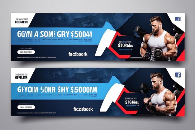 Special offer gym facebook cover template design nice and clean facebook cover template design