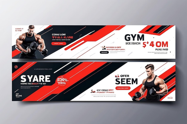 Special offer gym facebook cover template design nice and clean facebook cover template design