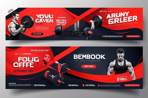 Special offer gym facebook cover template design nice and clean facebook cover template design