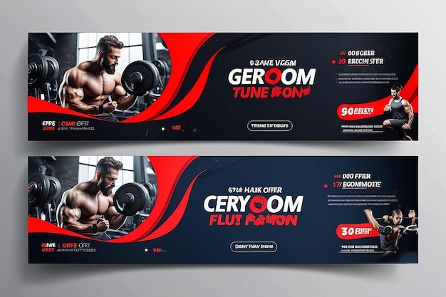 Special offer gym facebook cover template design nice and clean facebook cover template design