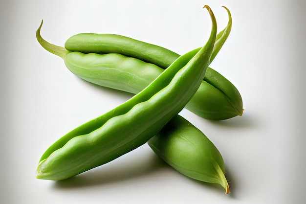 Special One natural Green Beans with white background Generative Ai