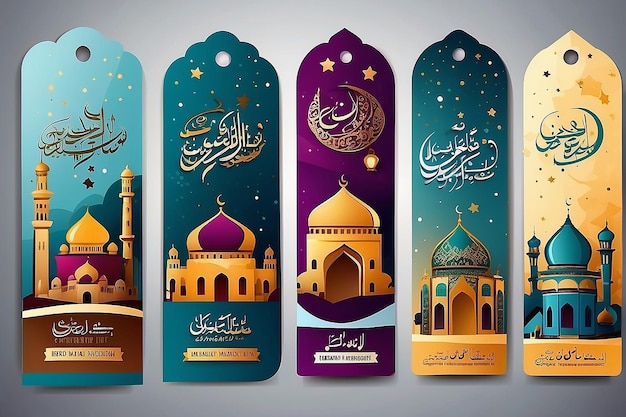 Special Ramadan banners on discount and best offer tag label or sticker set on occasion