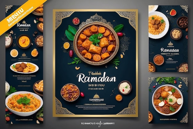 Foto modello di progettazione di banner per il menu alimentare speciale del ramadan sui social media