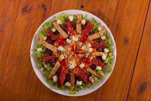 Photo special salad with various healthy ingredients