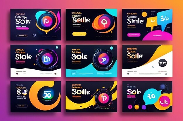 Foto collezione speciale di modelli di banner per i social media con i migliori colori e stili