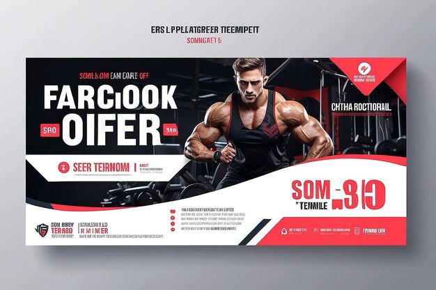 Speciale aanbieding sportschool facebook-omslagsjabloonontwerp mooi en schoon facebook-omslagsjabloonontwerp