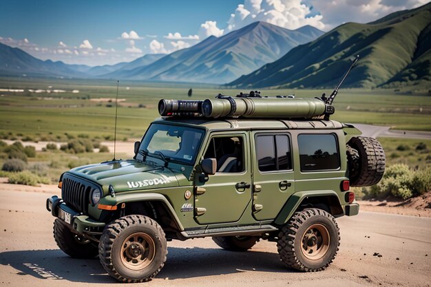 Foto speciale troepen militaire jeep off-road voertuig met hoge prestaties en hoge paardenkracht auto leger