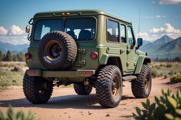 Foto speciale troepen militaire jeep off-road voertuig met hoge prestaties en hoge paardenkracht auto leger