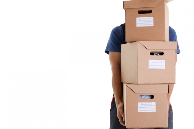 Specialist courier delivery service carries boxes