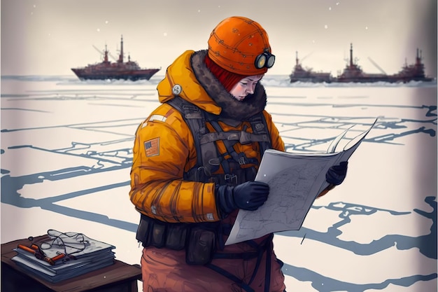 Specialist in navigation in the Arctic flat Navigator in glaciers