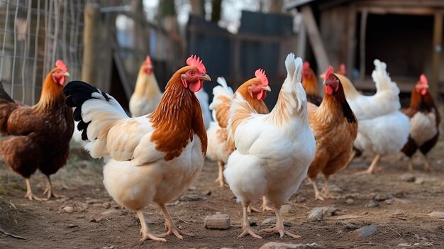 Photo speciesappropriate keeping of chickens in the countryside generative ai technology