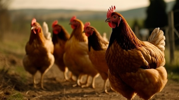 Photo speciesappropriate keeping of chickens in the countryside generative ai technology